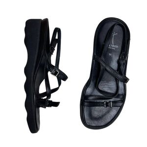 Thierry Rabotin Italy Size y2k Size 38 Strappy Sandals Platform Low Wedge Black